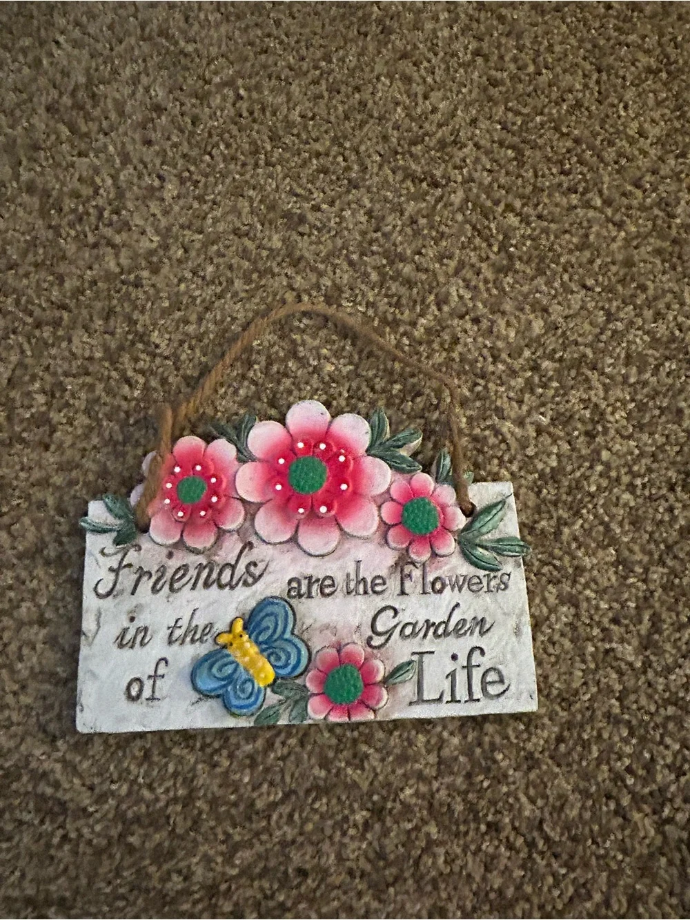 Pink Floral Wall Plaque - Friends Are the Flowers of Life